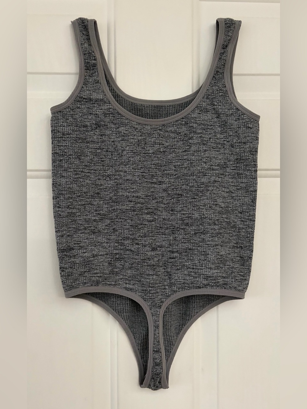 Colsie Gray Ribbed Tank Bodysuit - Picture 2 of 7